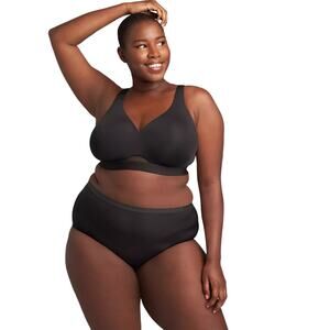 Cacique Black Comfort Bliss Lightly Lined No Wire Full Coverage Bra Size 44D